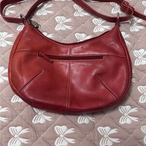 Tignanello Red Leather Crescent Shoulder Bag